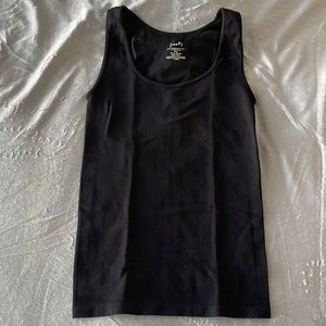 Form-fitting black tank top